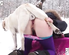 Русское зоо порно видео женщины с собакой на снегу